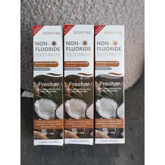 Non-Fluoride toothpaste Soothing coconut oil toothpaste 3 pack - Picture 1 of 4